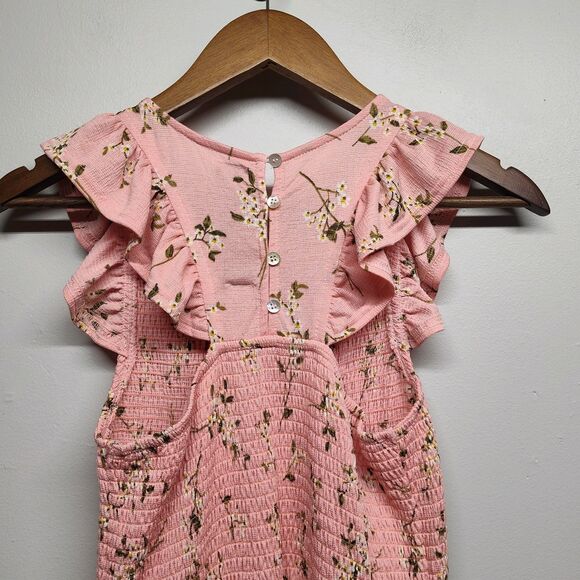Code X Mode Maxi Dress Women Size S Peach Floral Smocked Sleeveless Spring Girly - Picture 7 of 12